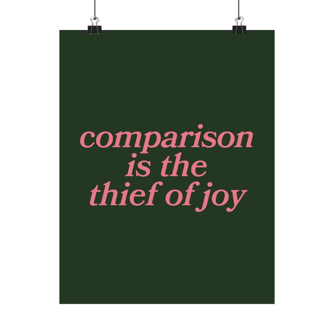 Comparison Is The Thief Of Joy Pink Green Minimalist Quote Poster - Image 2