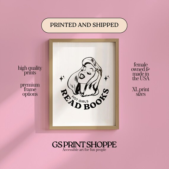 Hot Girls Read Books Bold Retro Pinup Girl Statement Art Poster