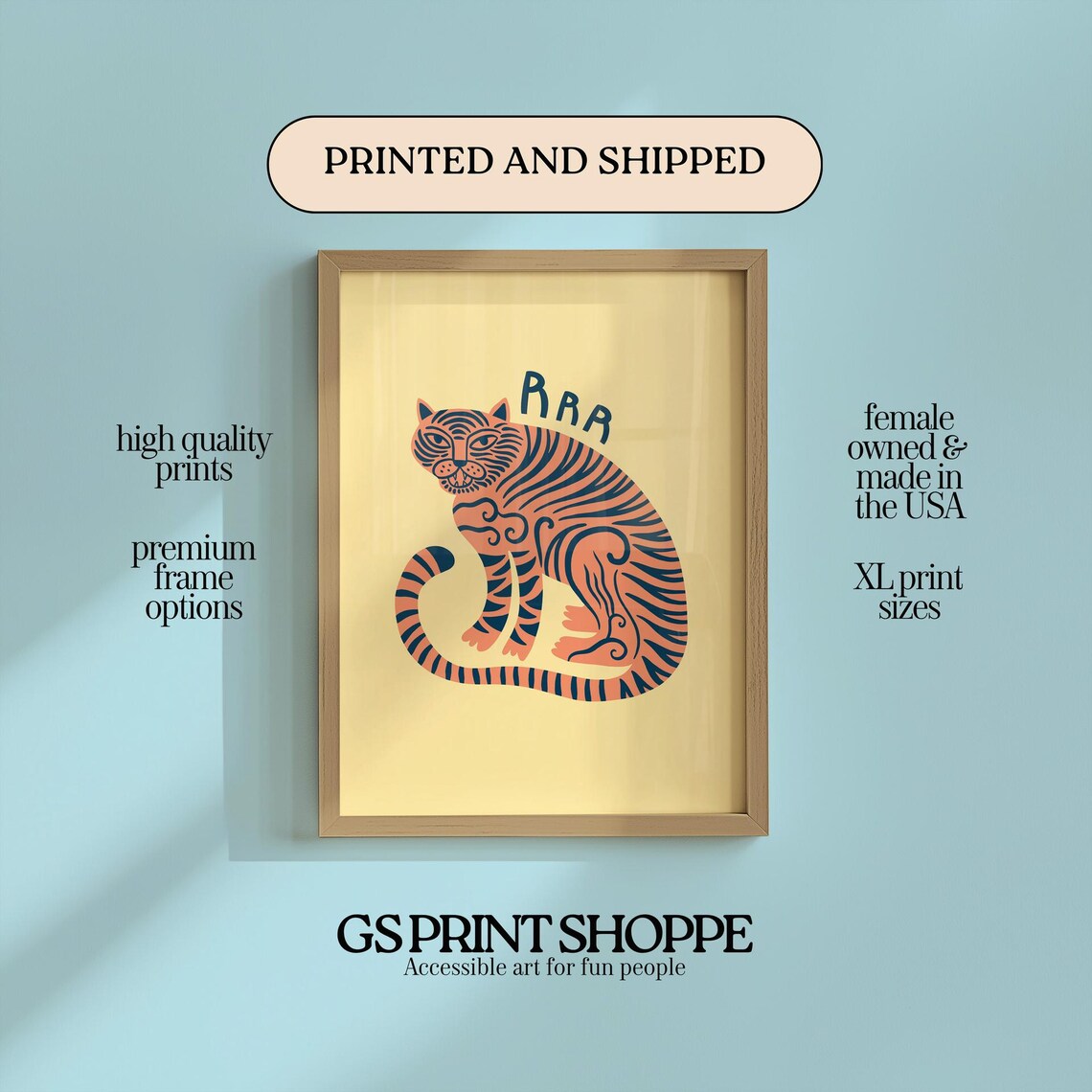 Tiger Rrr Vertical Yellow Art Print