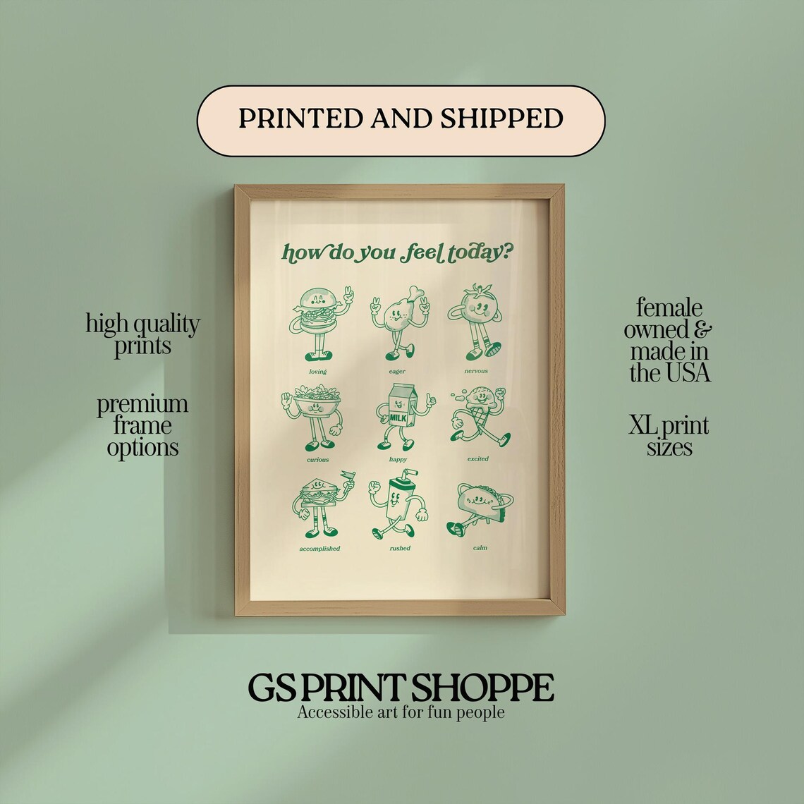 How Do You Feel Today Funny Cartoon Food Characters Feelings Poster