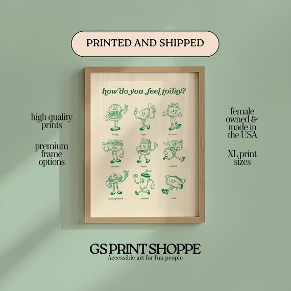 How Do You Feel Today Funny Cartoon Food Characters Feelings Poster