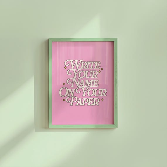 Write Your Name On Paper Pink School Art Print