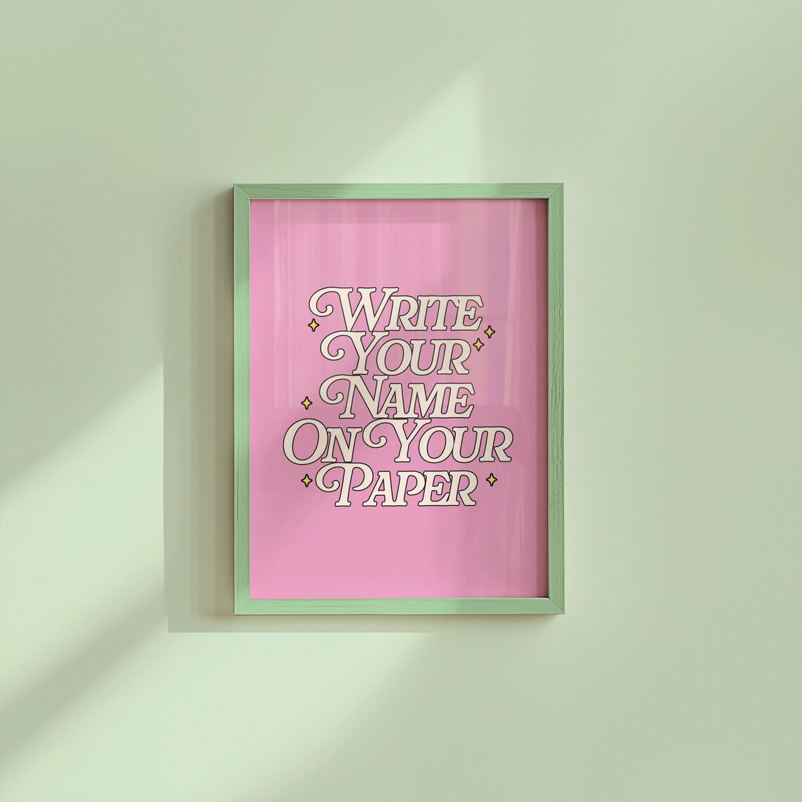 Write Your Name On Paper Pink School Art Print