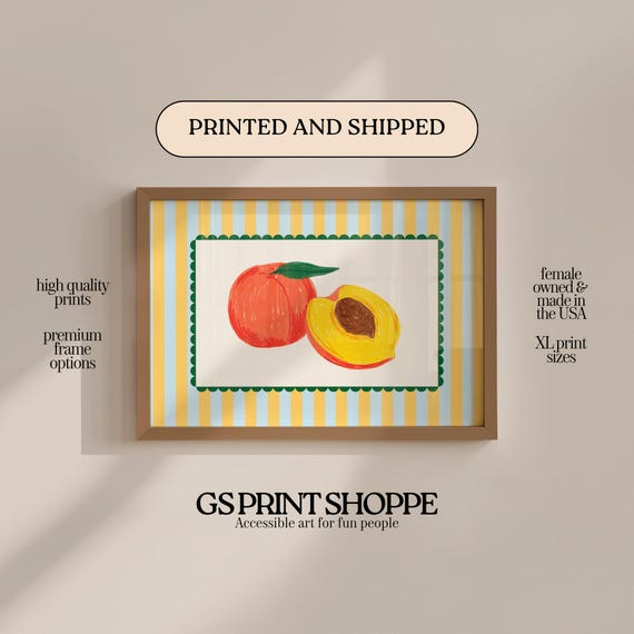 Peach Stripe Horizontal Art Print