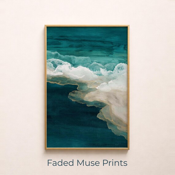 Japandi Coastal Ocean Waves, Calming Seascape