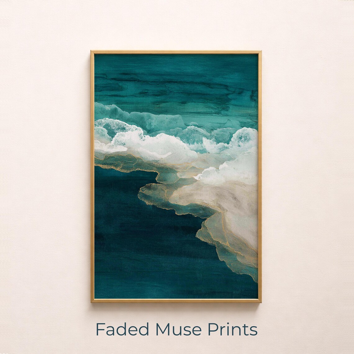 Japandi Coastal Ocean Waves, Calming Seascape