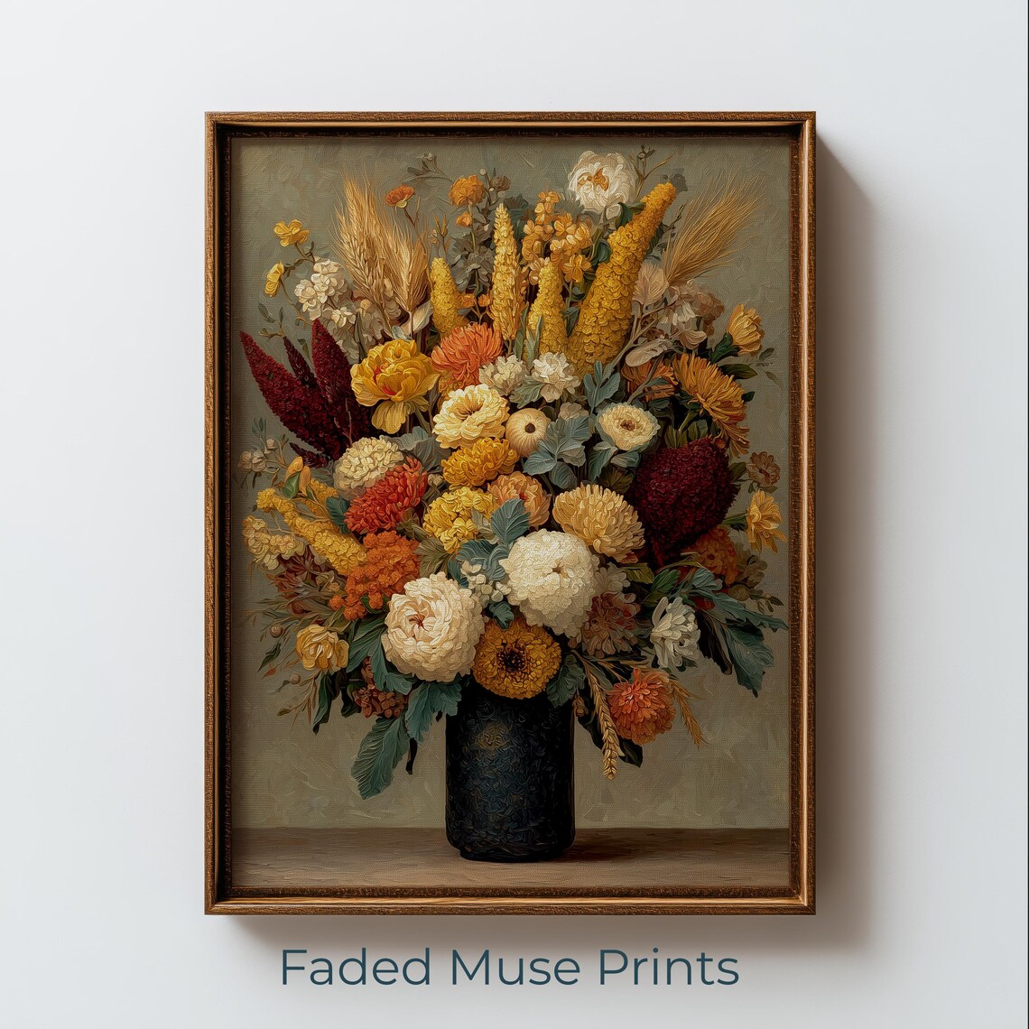 Vintage Floral Bouquet Maximalist Dark Academia Flower Still Life Print