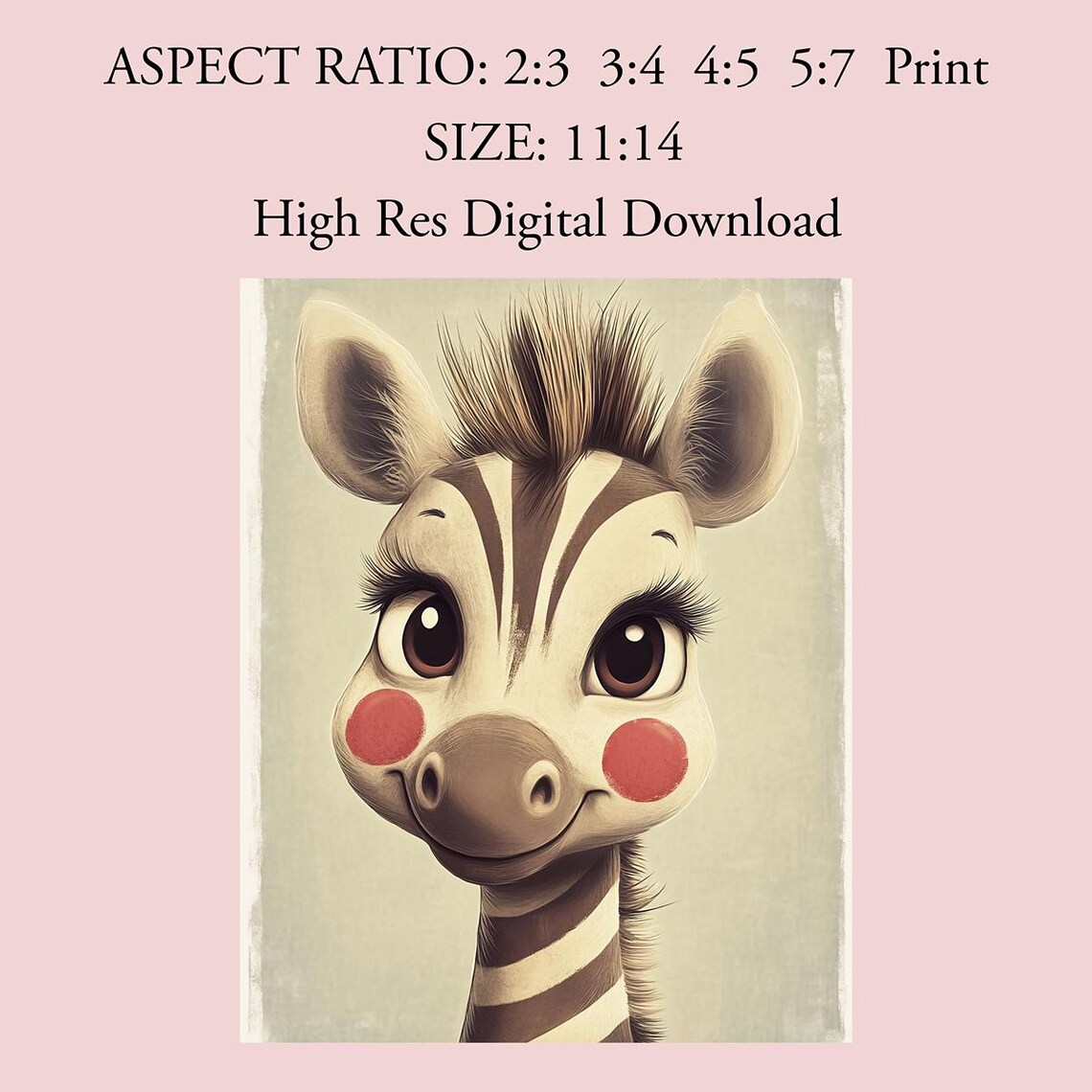 Cute Baby Zebra Striped Portrait Adorable Nursery Animal Poster - Image 2