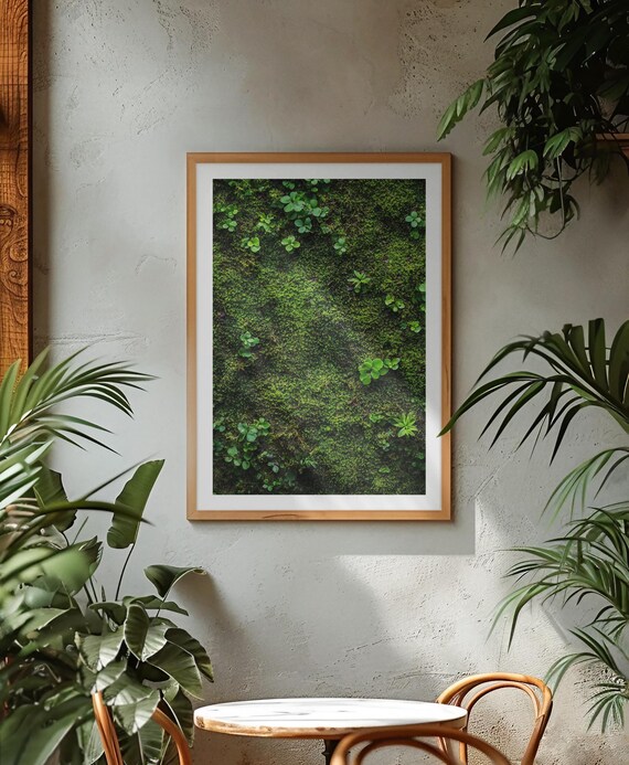 Lush Green Moss Wall Nature Photography Calm Zen Botanical Wall Art