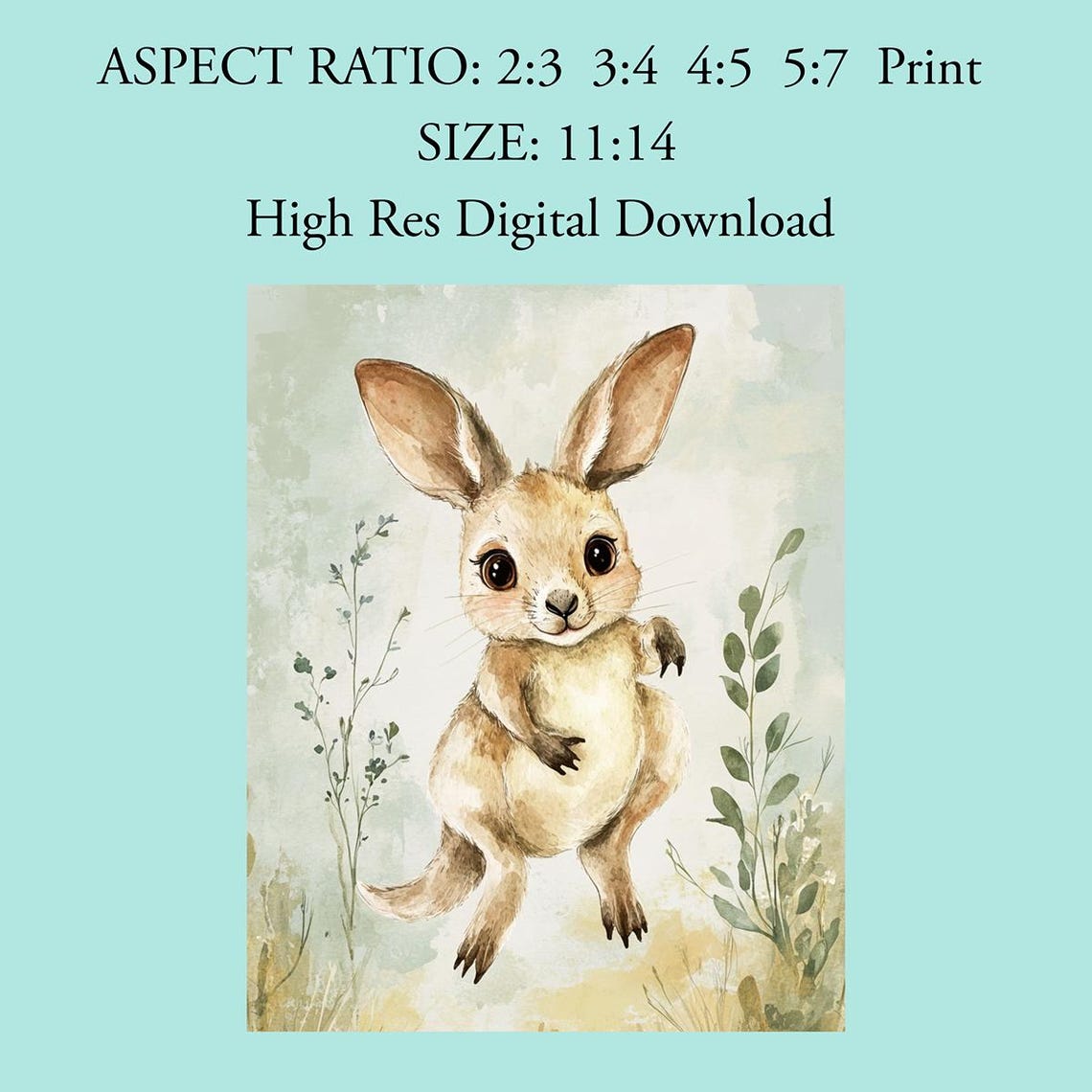 Baby Kangaroo Wall Art Print Serene Nature Nursery Decor Kids Room Art Charming Forest Wall Art - Image 4