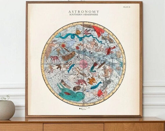 Star Map Antique Print Constellations Wall Art Astronomy Gift Celestial Decor Ep1