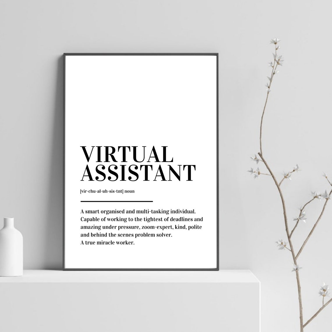 Virtual Assistant Appreciation Definition Miracle Worker Gift Poster