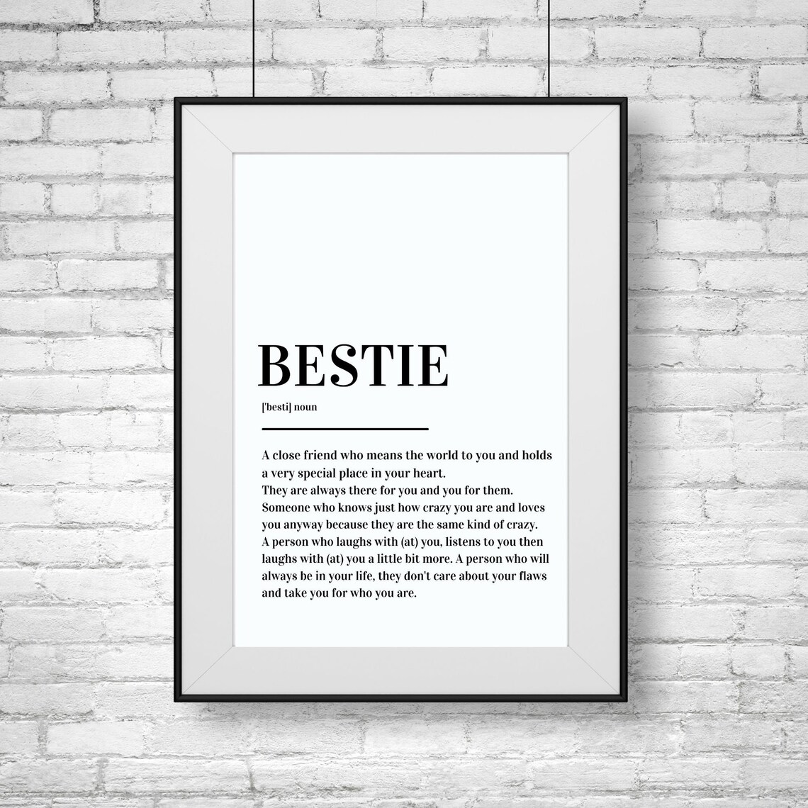 Bestie Definition Best Friendship Friend Quote Dictionary Poster - Image 2