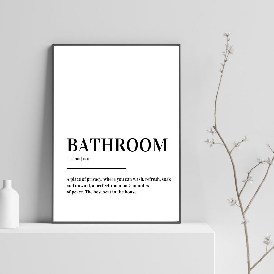 Bathroom Definition Typography Funny Bathroom Wall Decor Poster