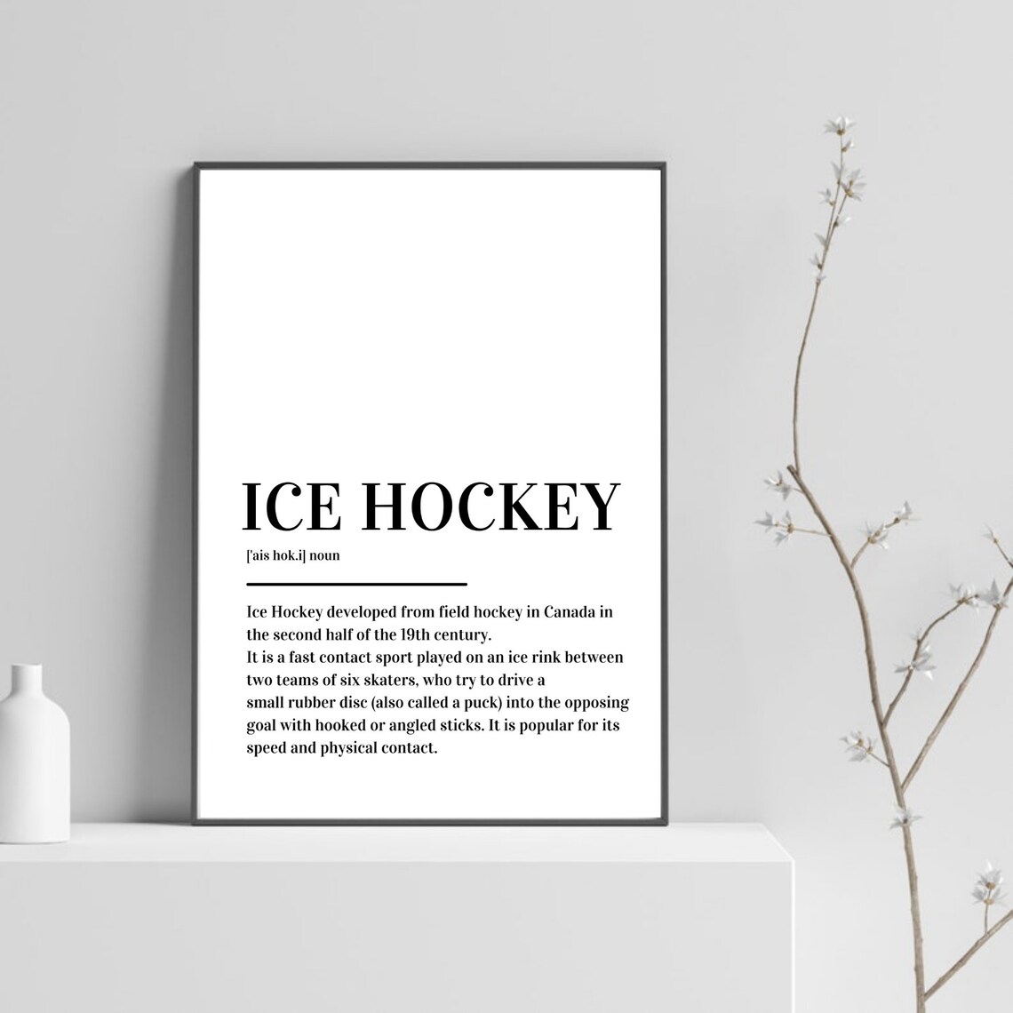 Ice Hockey Definition Sport Canada Fast Minimalist Typography Poster