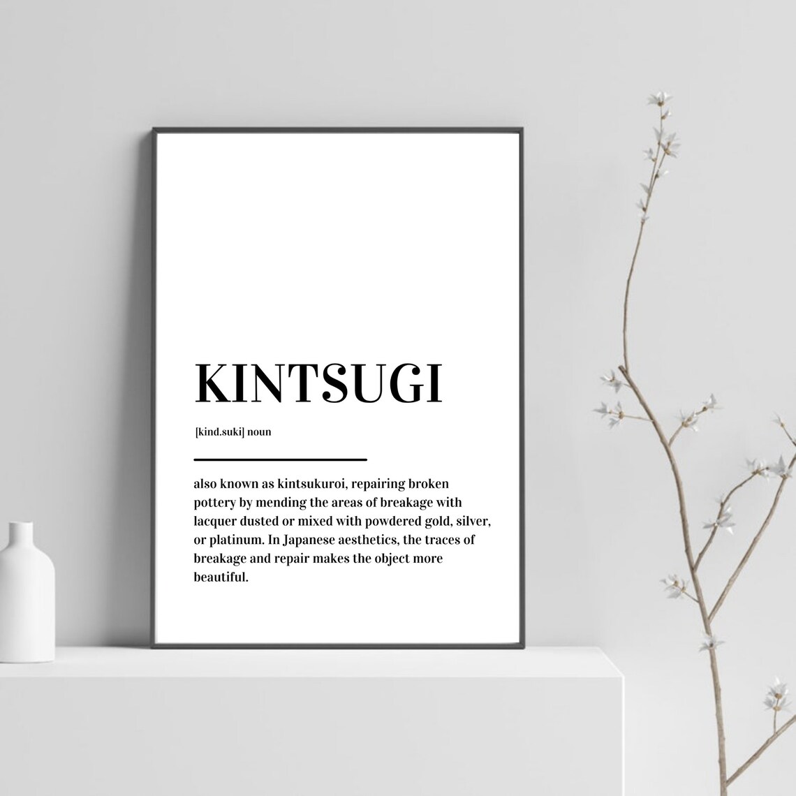 Kintsugi Definition Poster, Abstract Modern Art Print