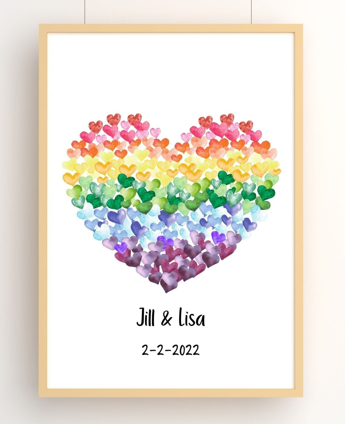 Rainbow Watercolor Hearts Love LGBTQ Pride Nursery Sweet Art Print - Image 6