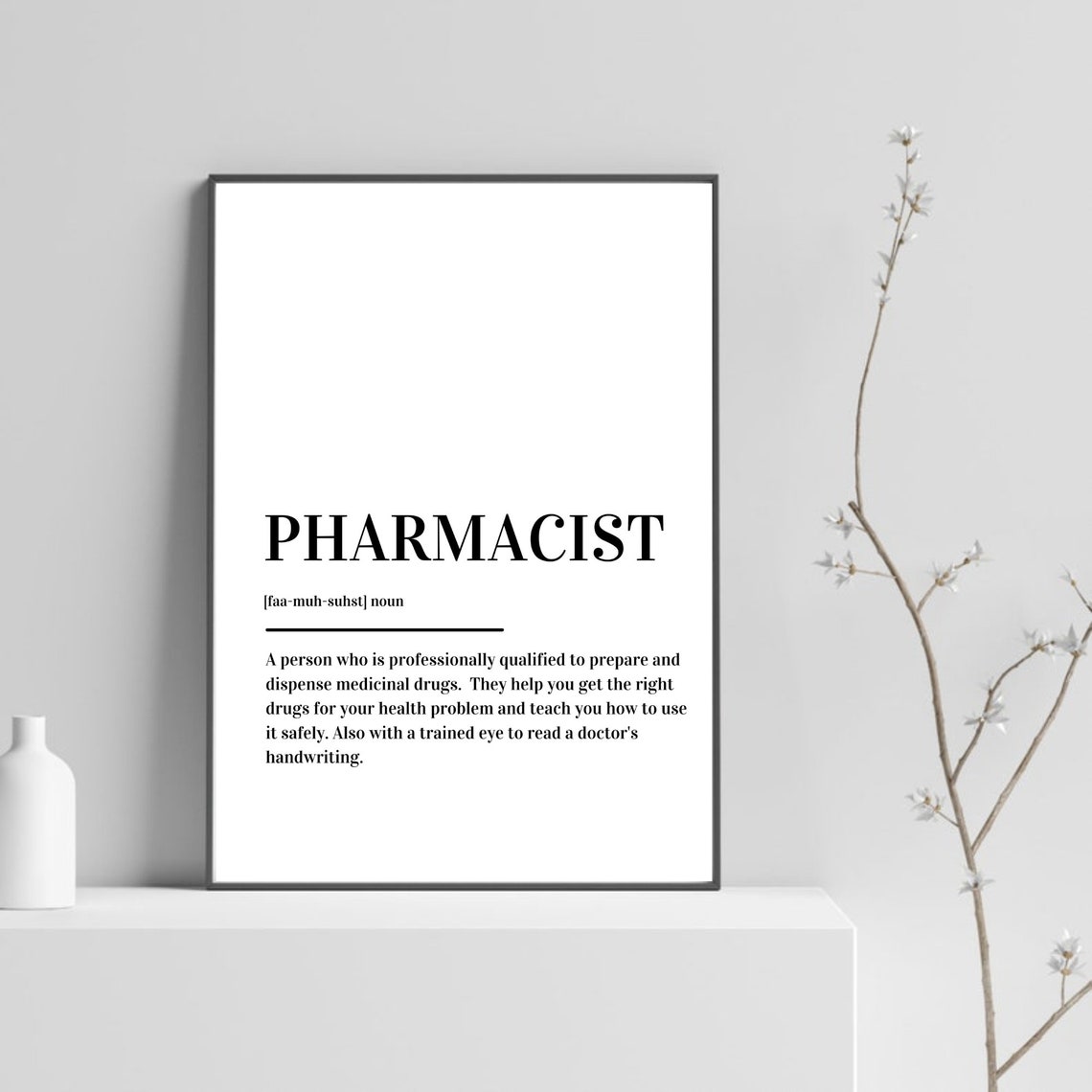 Pharmacist Definition Typography Medical Gift Minimalist Poster