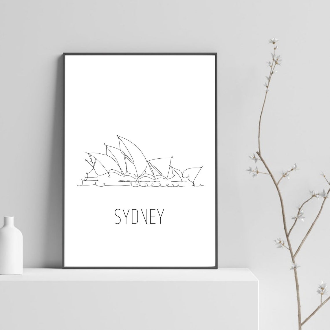 Sydney Opera House Line Art Poster Minimalist Australian Travel Decor