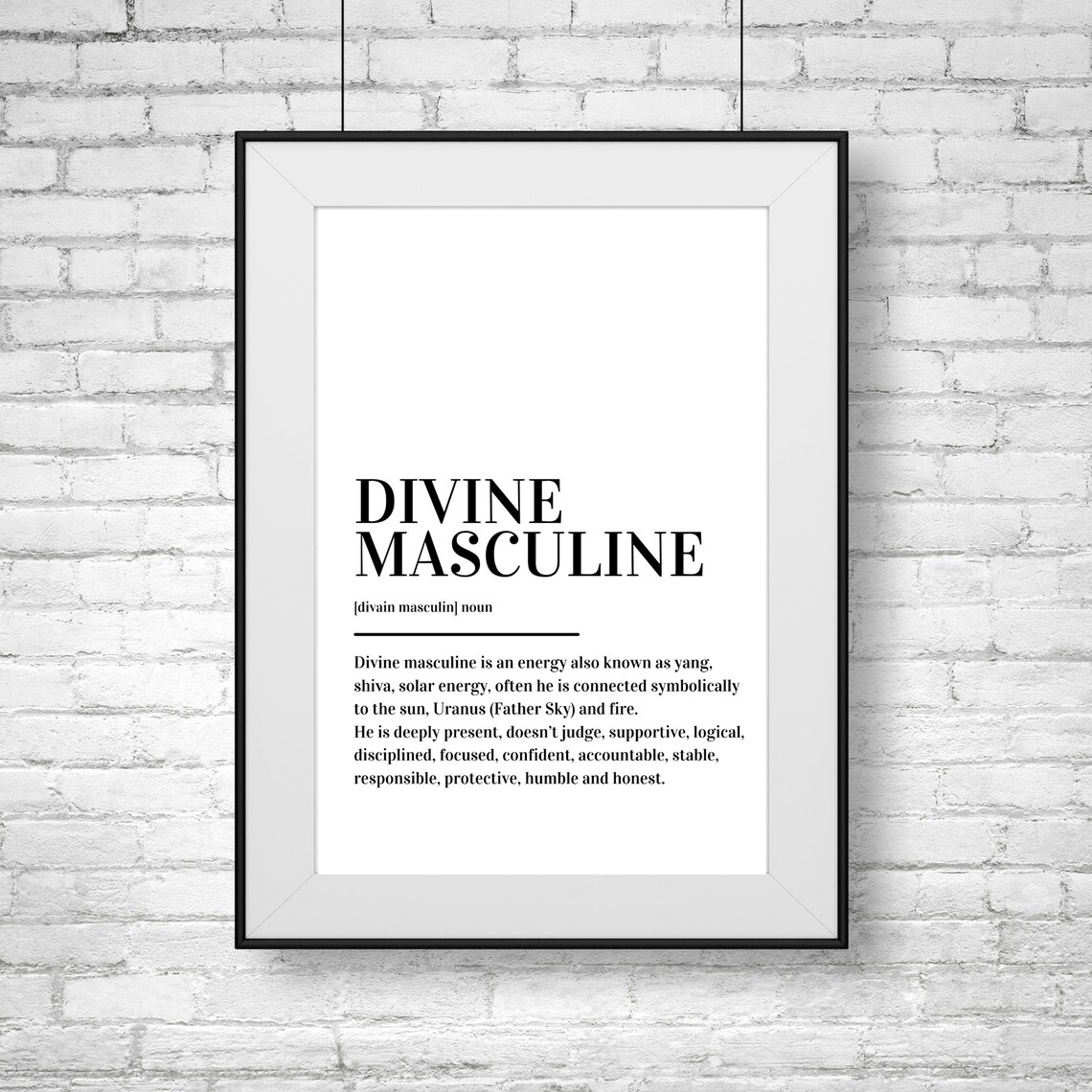 Divine Masculine Spiritual Energy Dictionary Definition Word Print - Image 2