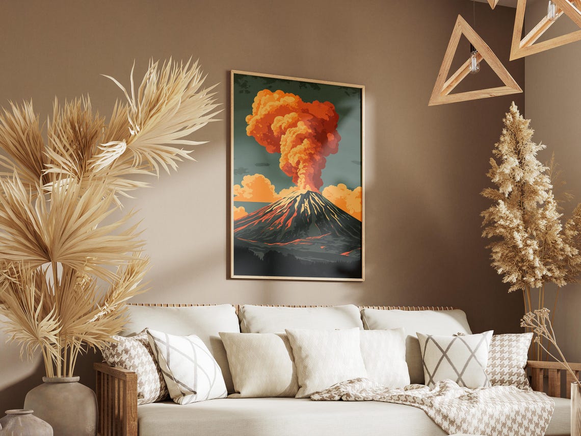 Mount Etna Erupting Volcano Ash Cloud Lava Flow Italy Poster - Image 3