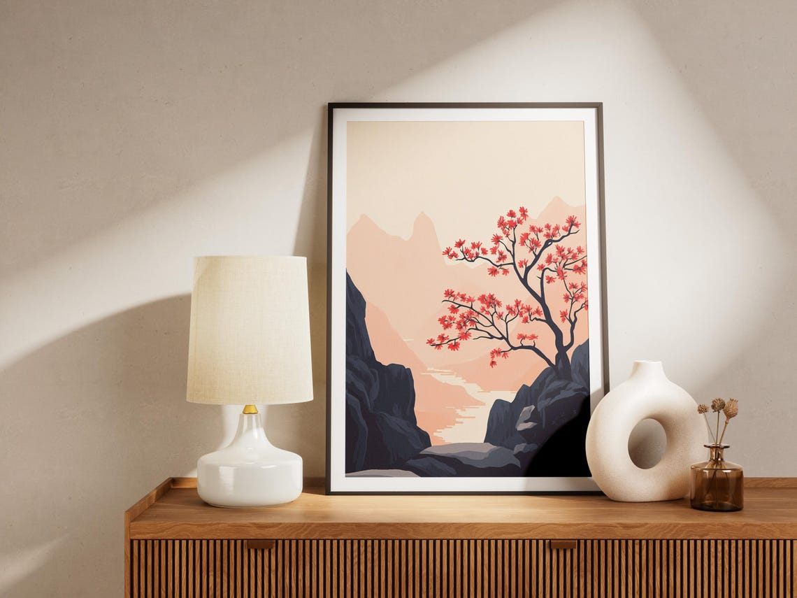 China Danxia Poster Red Tree Mountain Landscape Vintage Travel - Image 4