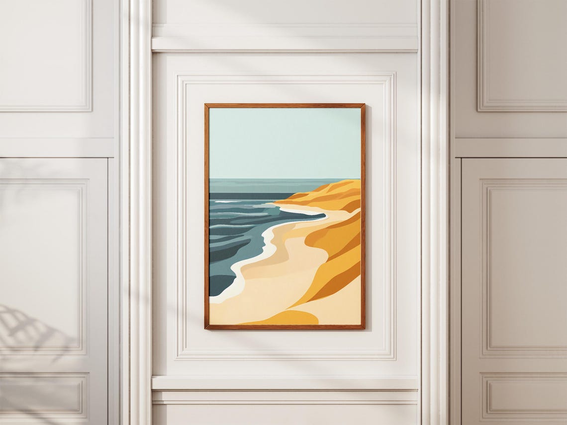 Golden Sand Dune Coastline Abstract Minimalist Beach Art Poster - Image 2