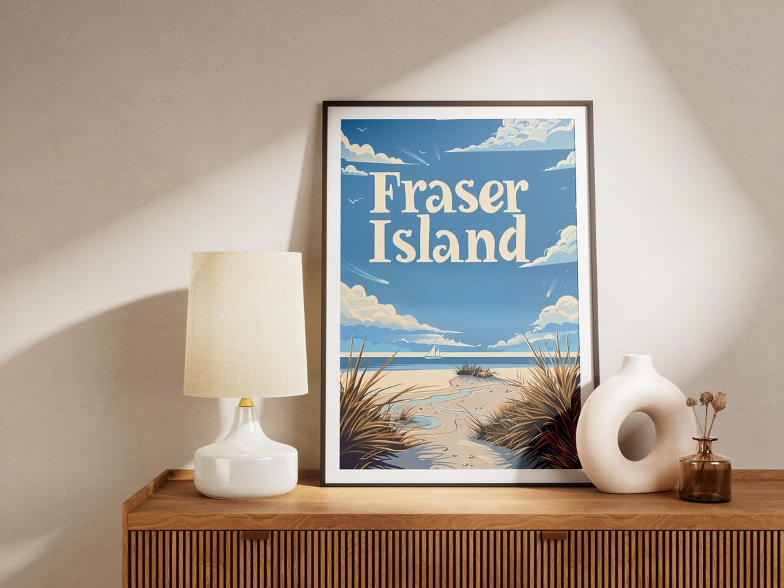 Fraser Island Australia Sandy Beach Day Vintage Travel Art Poster - Image 2