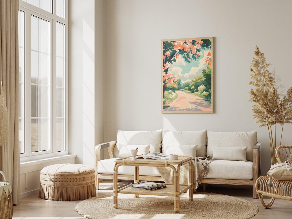 Blossom Covered Lane Winding Through Bright Spring Country Poster - Image 4