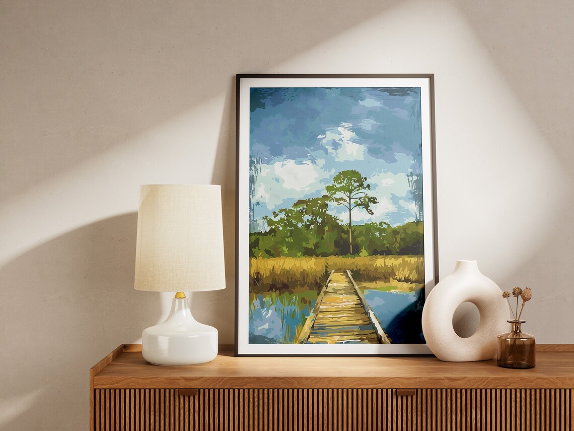 South Carolina Lowcountry Travel Poster, Modern Landscape - Image 2