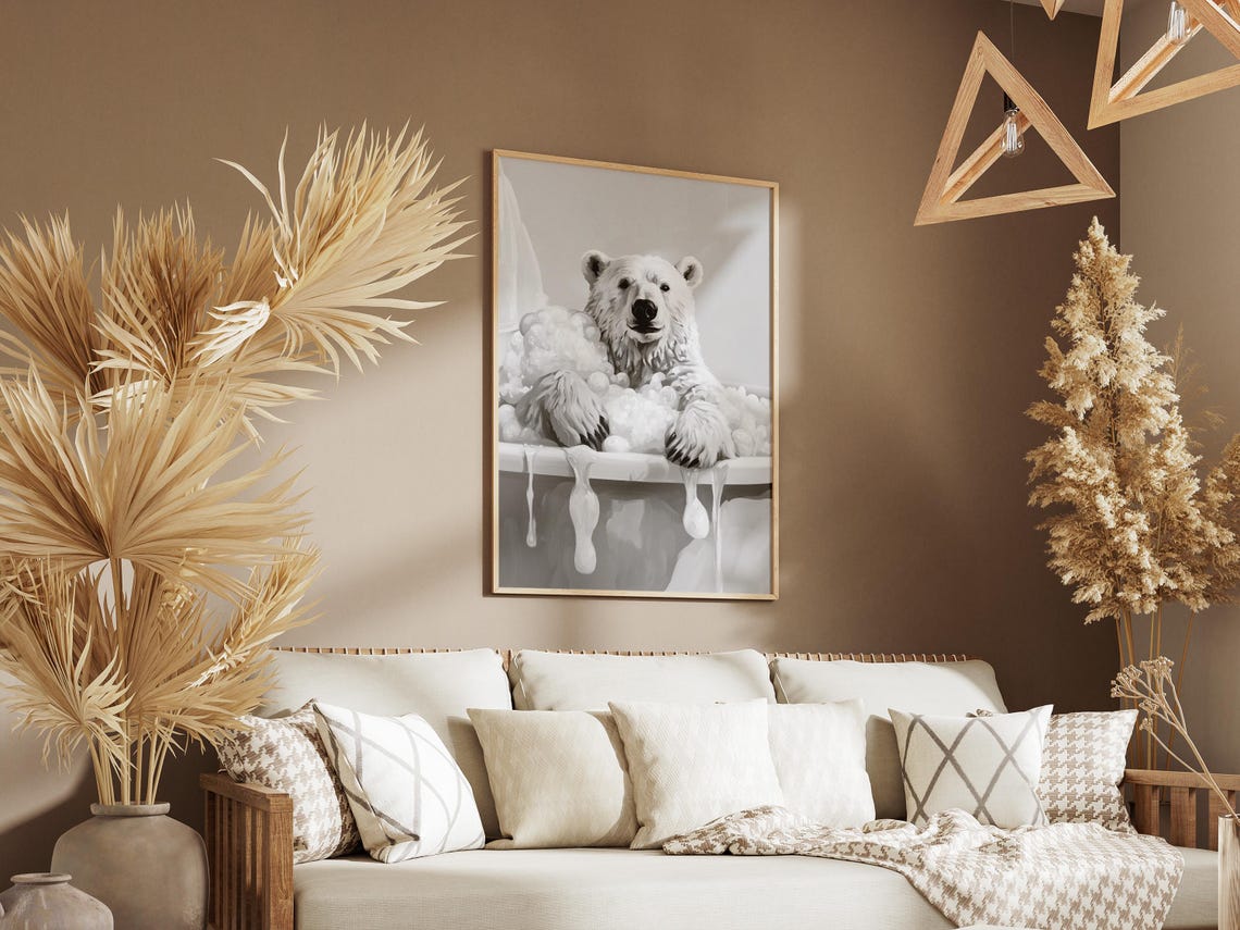 Polar Bear Bathtub Poster, Funny Bathroom Art Print - Image 3