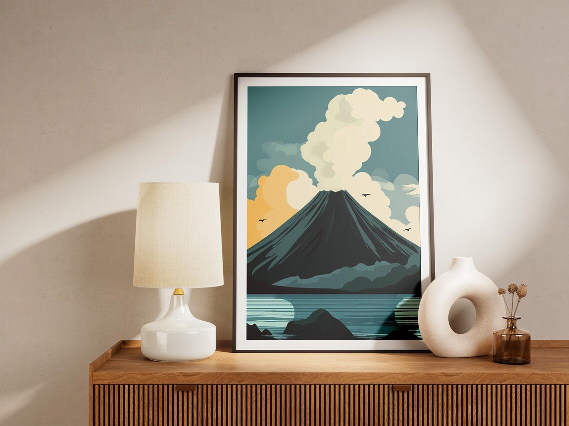 Krakatau Volcano Indonesia Flat Illustration Art Print Poster Vintage Travel Poster Indonesian Landscape Nature Wall Art Southeast Asia - Image 5