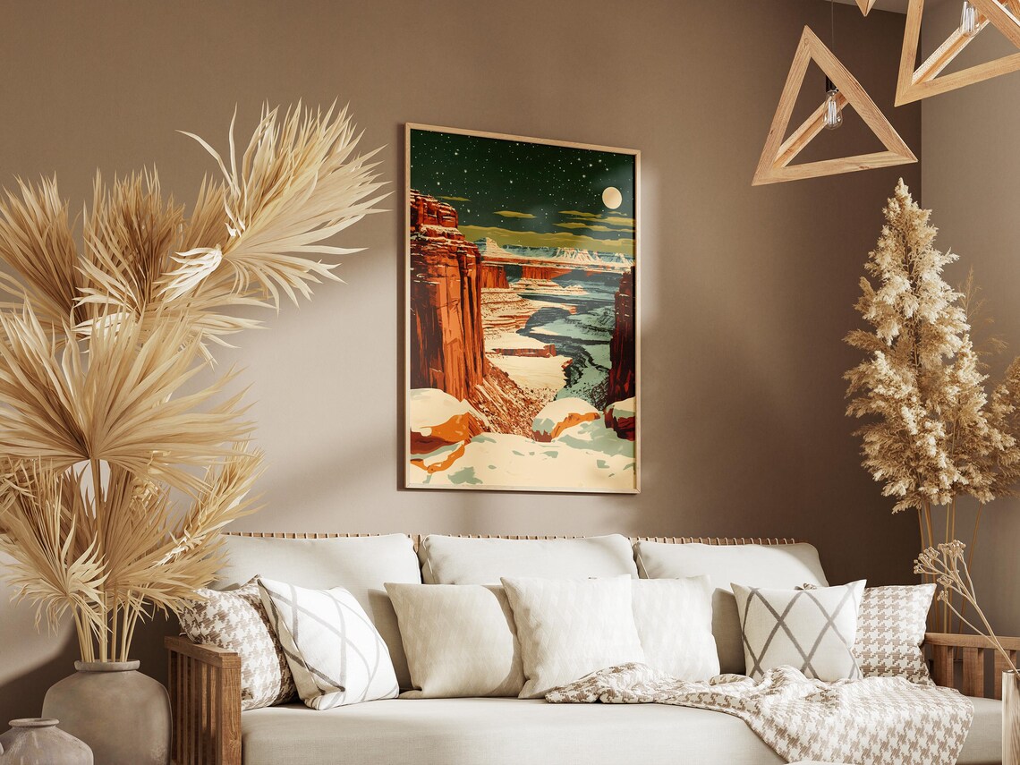 Canyonlands National Park Red Rock Gorge Under a Starry Moon Poster - Image 3