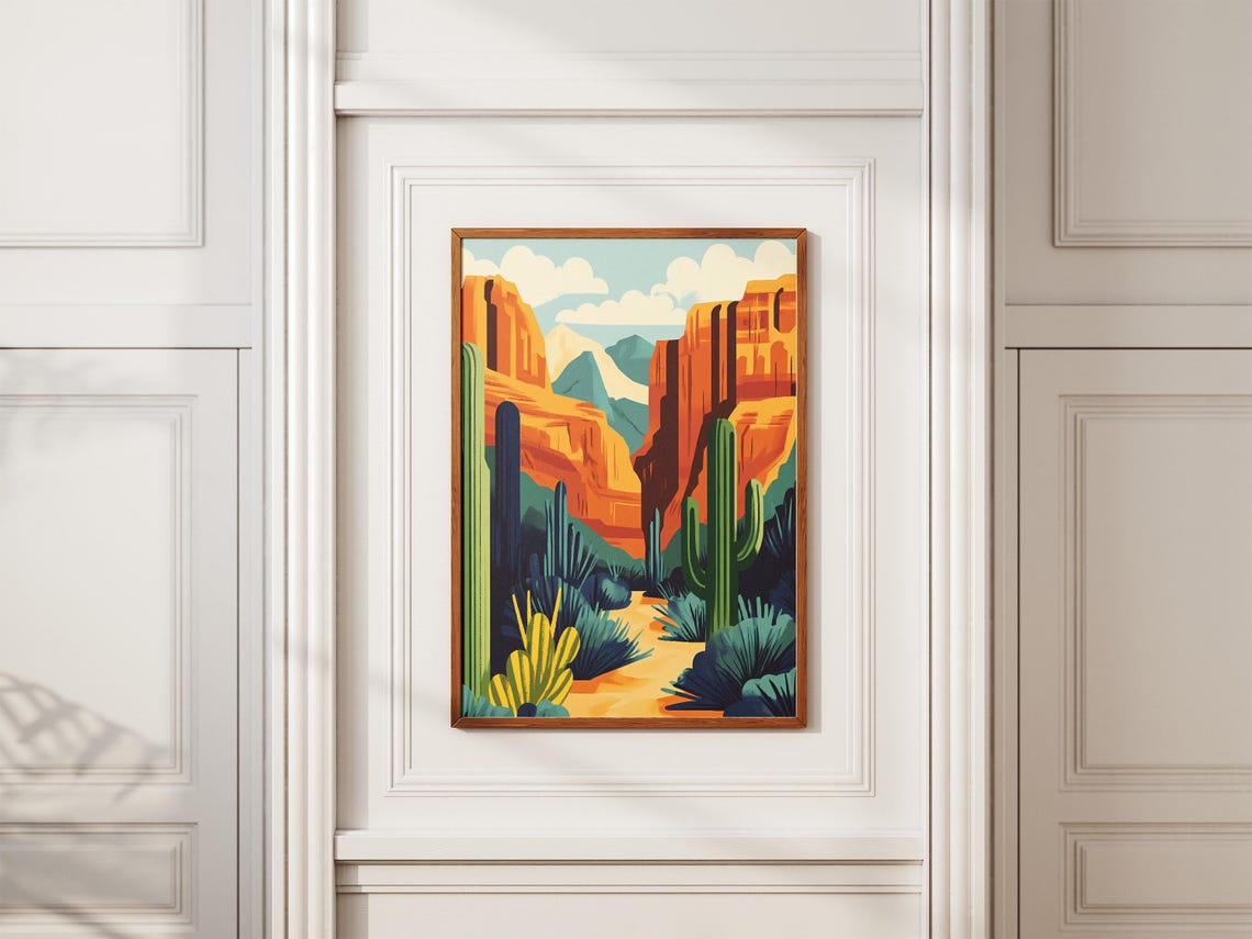 Copper Canyon Mexico Desert Cactus Canyon Cliffs Landscape Poster - Image 2