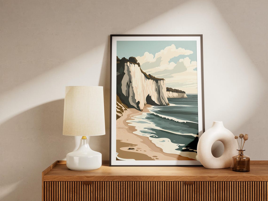 White Cliffs Beach Poster Coastal Chalk Rocks Ocean Wall Decor Gift - Image 4