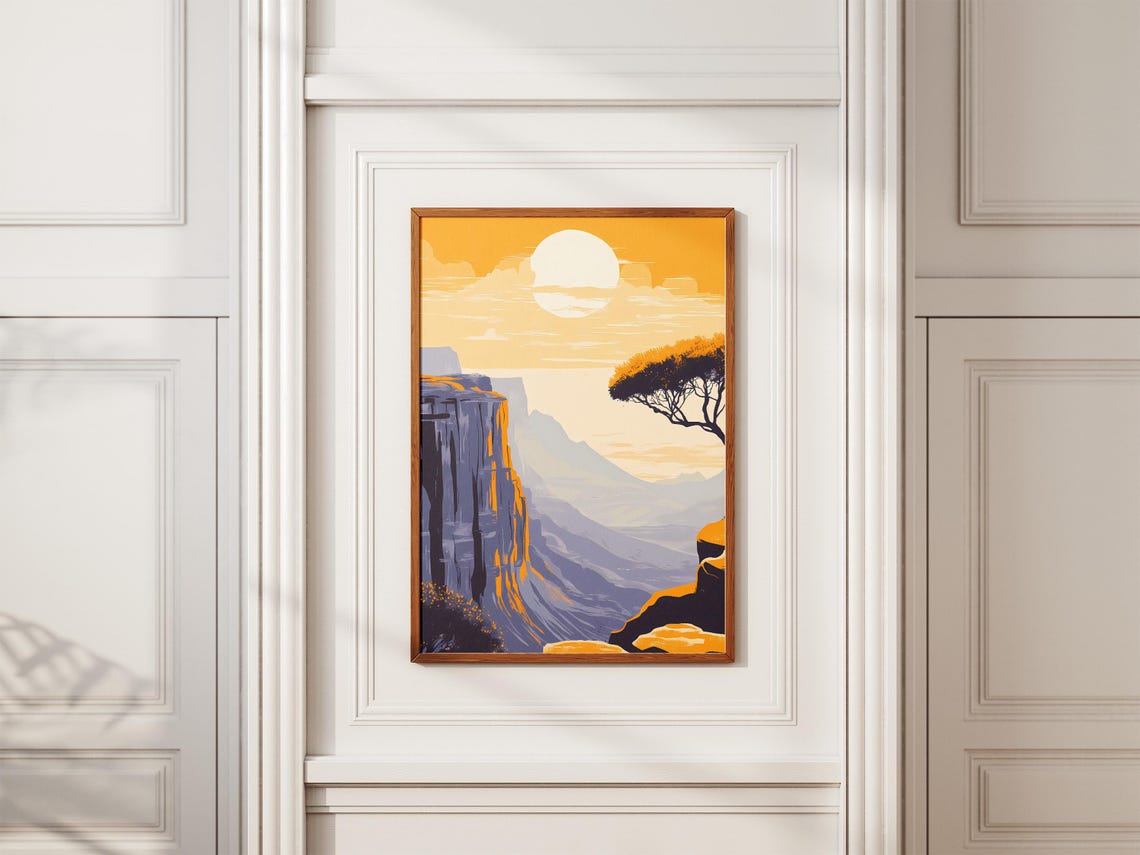 Sunrise Mountain Valley with Dramatic Cliffs Travel Poster Scenic - Image 2