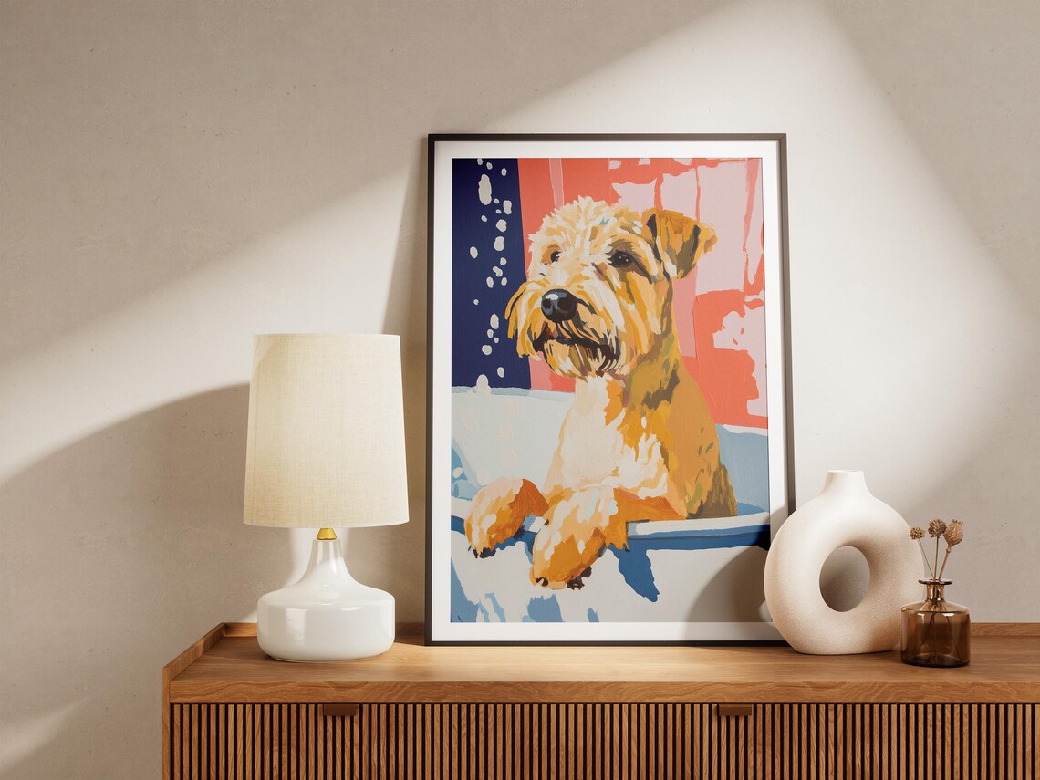 Wheaten Terrier Bath Time Modern Dog Art Print - Image 5