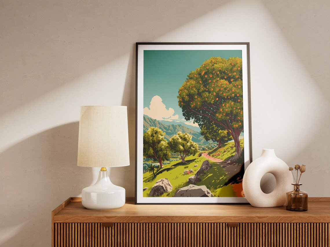 Ripe Orange Orchard Fruit Trees Mountain Vintage Travel Poster - Image 4