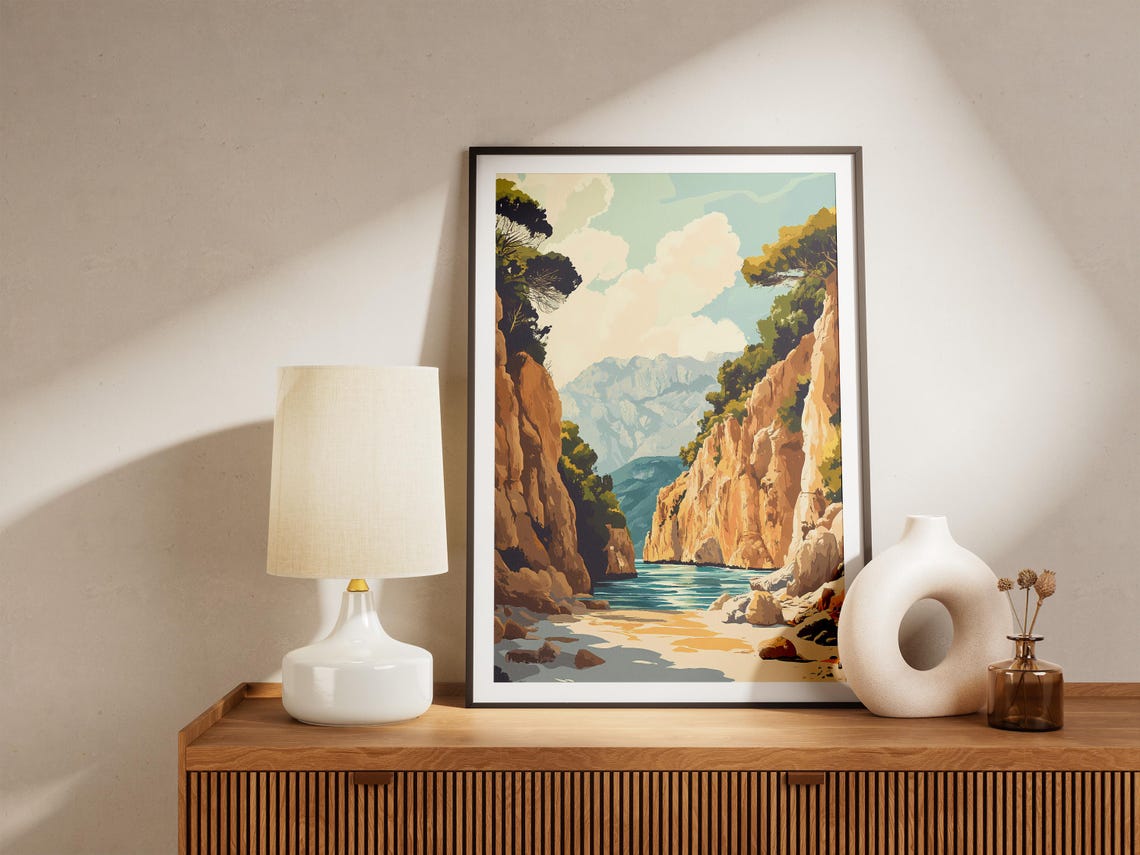 Mediterranean Coastal Gorge Cliffs and Turquoise Seascape Poster - Image 5