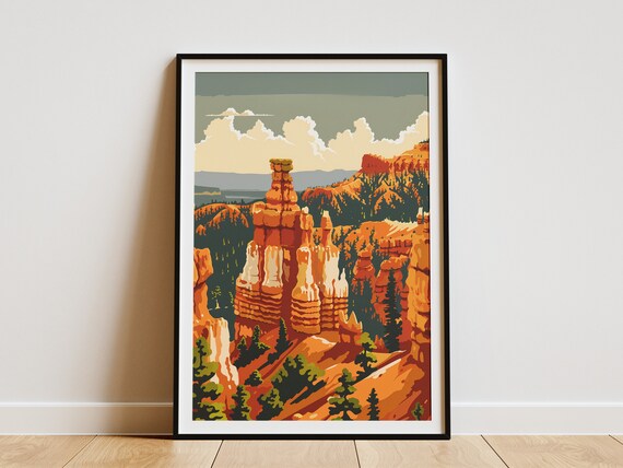 Bryce Canyon National Park Hoodoo Spires Pines Vintage Poster