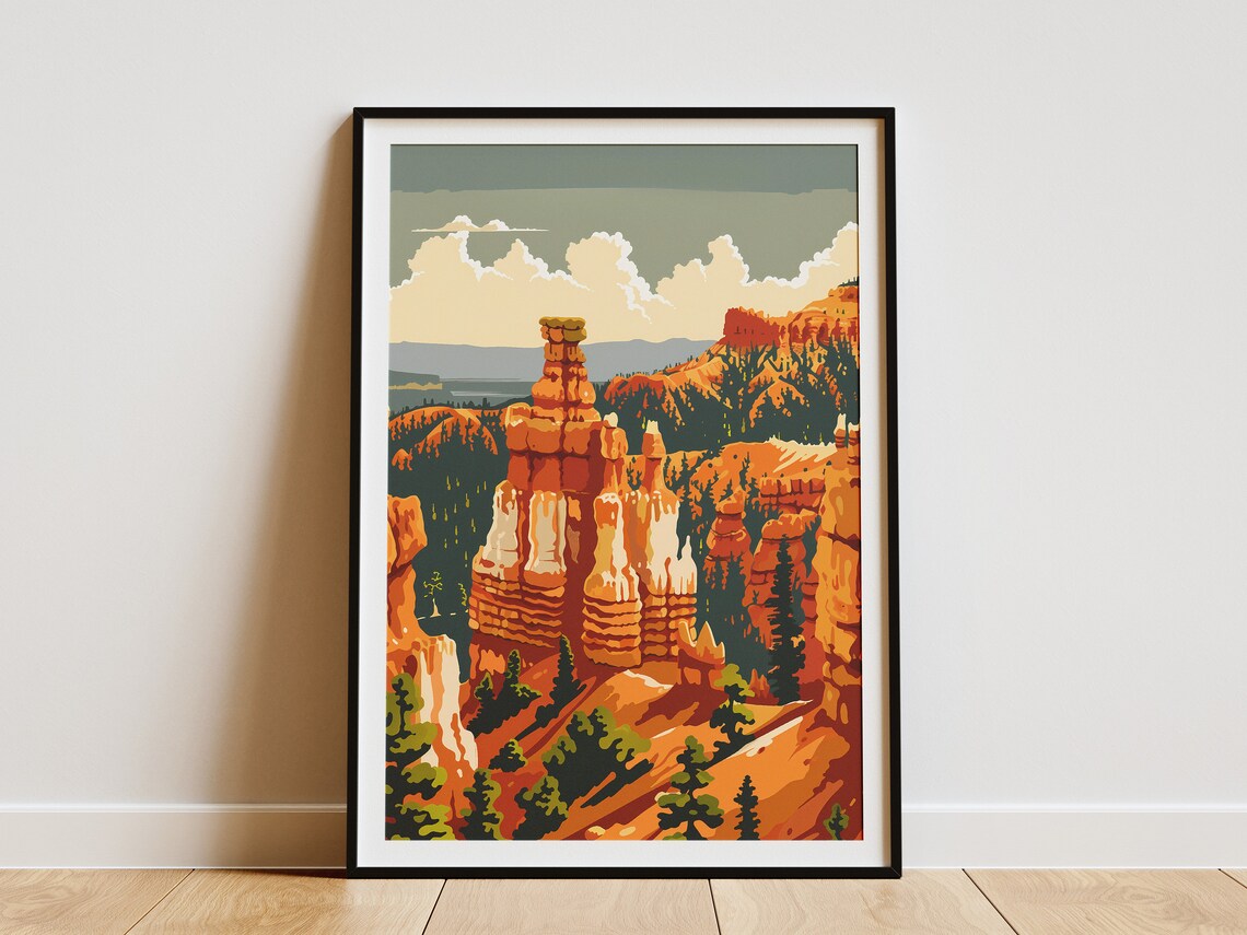 Bryce Canyon National Park Hoodoo Spires Pines Vintage Poster