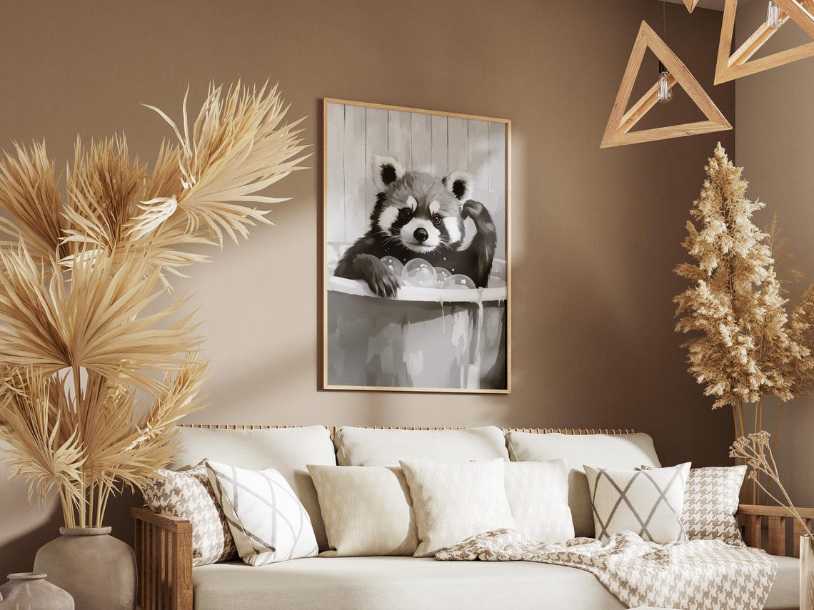 Red Panda Bathtub Bubble Bath Poster Print Animal Wall Art Cute Bathroom Decor Playful Whimsical Unique Gift - Image 3