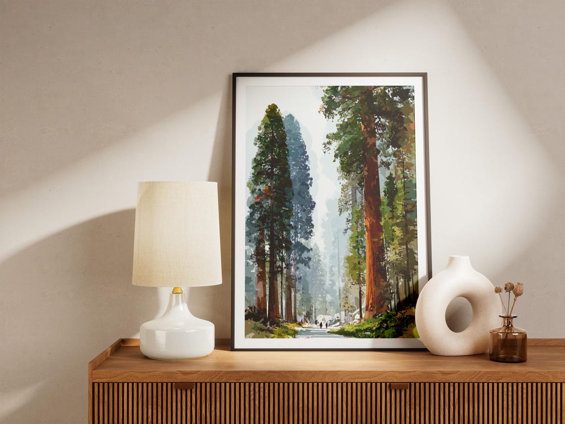 Sequoia National Park Giant Redwood Trees Forest Path Art Poster - Image 4