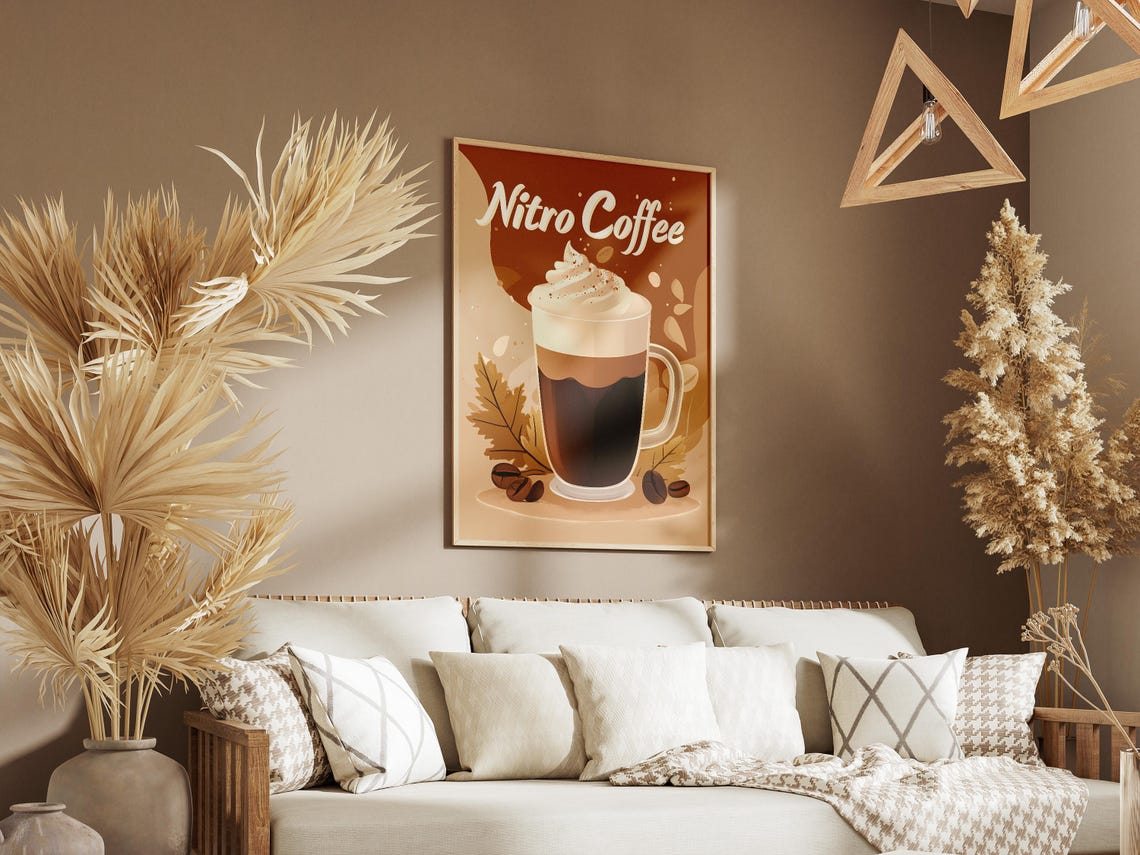 Nitro Coffee Whipped Cream Foamy Coffee Shop Drink Illustration Poster - Image 3