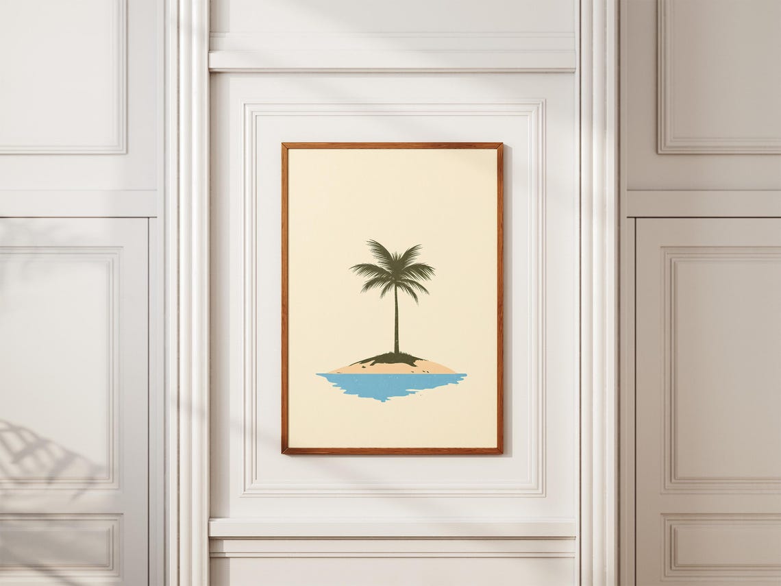 Minimalist Tropical Island Palm Tree Summer Beach Art Poster - Image 2