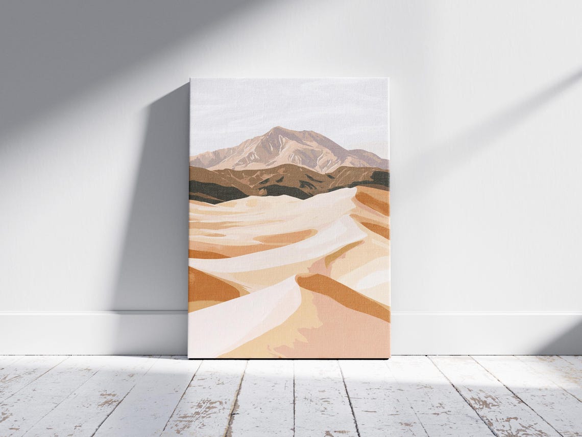 Desert Sand Dunes And Distant Mountain Peak Minimalist Poster - Image 2