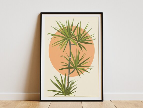 Minimalist Dragon Tree Poster Plant Art Print Boho Home Decor Nature Wall Art Green Poster