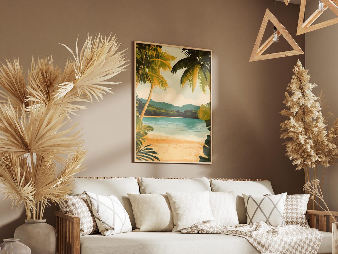 Solomon Islands Beach Palm Trees Turquoise Lagoon Island Poster - Image 3