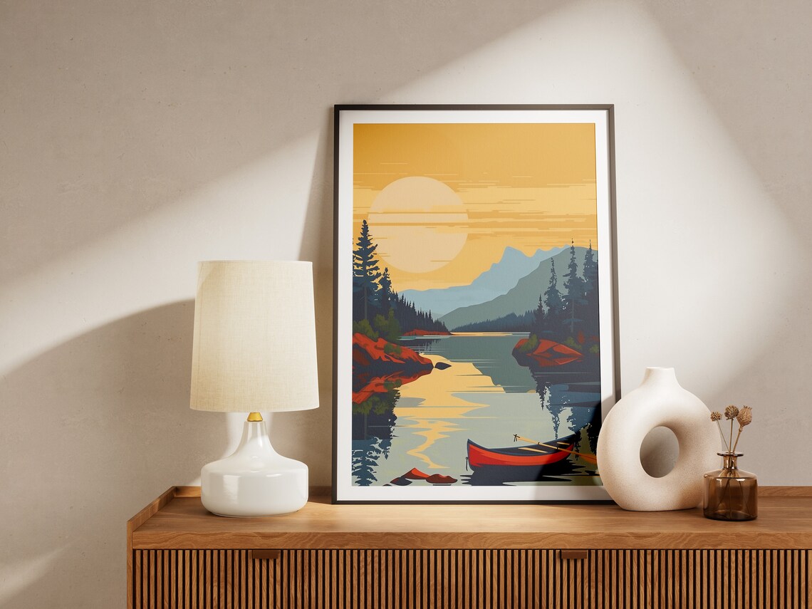 Minnesota Boundary Waters Canoe Lake Sunset Travel Poster - Image 2