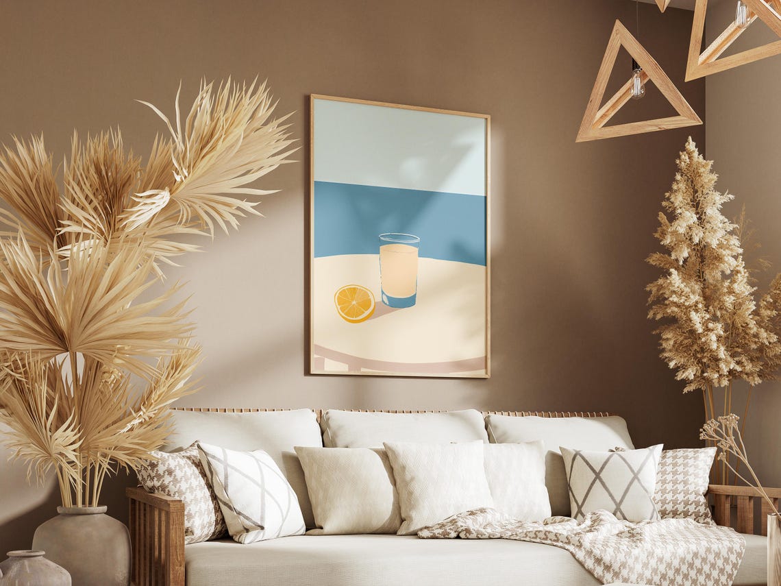 Lemonade Glass By The Sea Minimalist Summer Kitchen Sunny Poster - Image 3